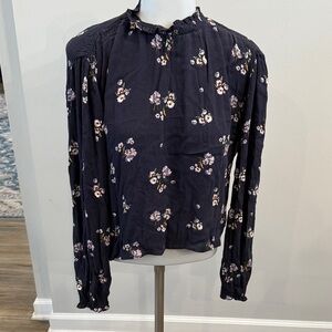 Elodie Medium Floral Navy Blouse